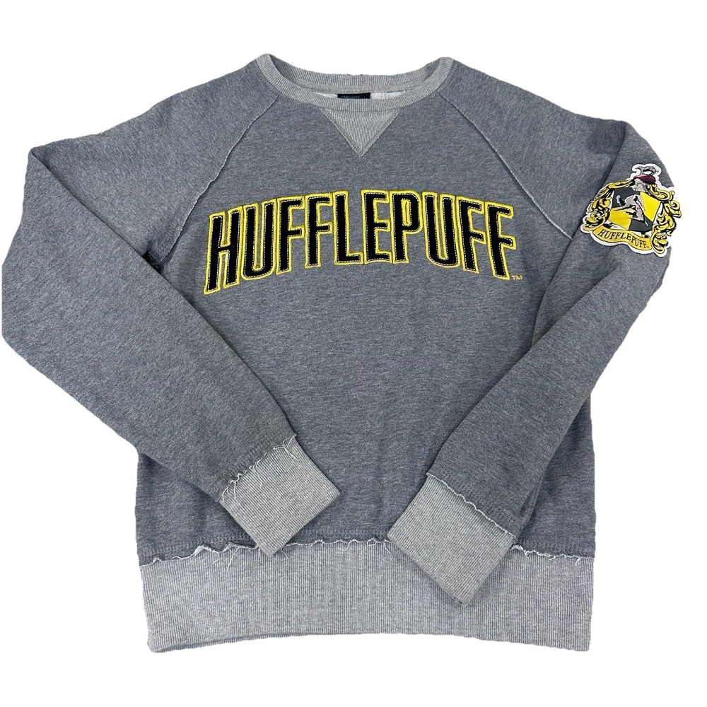 The Wizarding World Of Harry‎ Potter Hufflepuff Crewneck Sweatshirt Gray Sz XS